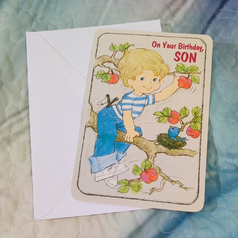 Free With Purchase Birthday Card for Son with Blue and Red Accents - Picture 2 of 7